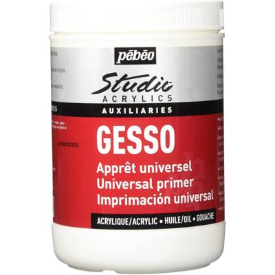 Pot 1 Litre Studio ACRYLICS GESSO Apprêt Universel Blanc - PÉBÉO
