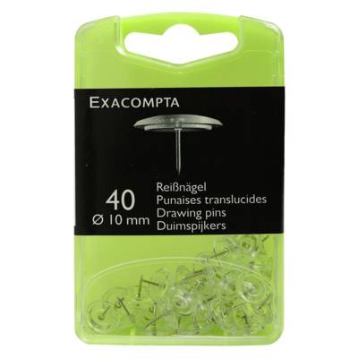 Boîte de 40 punaises Linicolor® pointe 7mm 10mm de diamètre Cristal translucide - EXACOMPTA