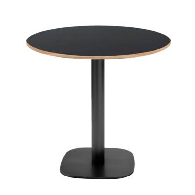 Table pied noir Ø70cm noir chant bois - intérieur - RestooTab