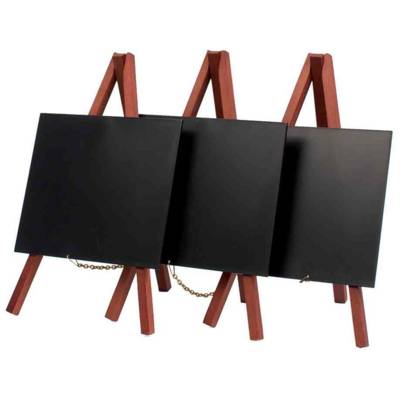 Pack de 3 Mini tableau à craie sur chevalet - Finition laquée - Acajou