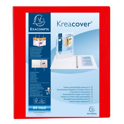 Classeur personnalisable Kreacover A4 Maxi 4 Ax Diam 25 mm Dos 47 mm Rouge - EXACOMPTA
