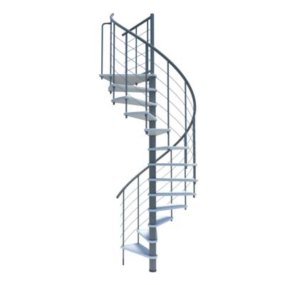 Escalier hélicoïdal VENEZIA SMART acier gris marches hêtre laqué blanc - Gedimat - MINKA