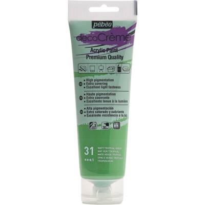 Tube 120ml Peinture Acrylique Décocrème Mat VERT TROPICAL - PÉBÉO