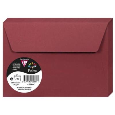 Pqt de 20 Enveloppe 120g 114x162 bordeaux