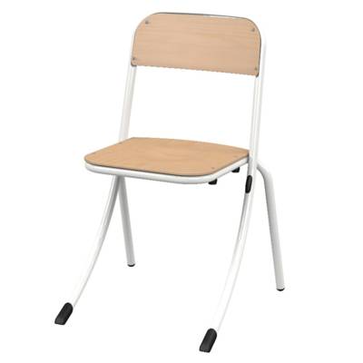 Chaise TRÉVISE AST assise et dossier bois Blueprotech® piètement époxy - T6 - Blanc RAL 9016 - Mobidecor