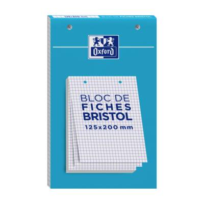 Bloc de 30 fiches bristol 125X200 perforées Q5/5 blanc