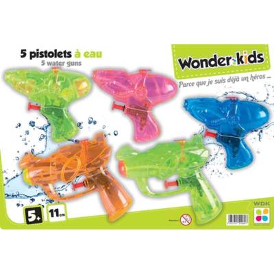 Lot de 5 Pistolets à Eau 11cm Colorés