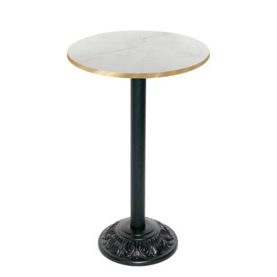 Mange-debout pied noir Ø60cm marbre paros chants laiton - intérieur - RestooTab