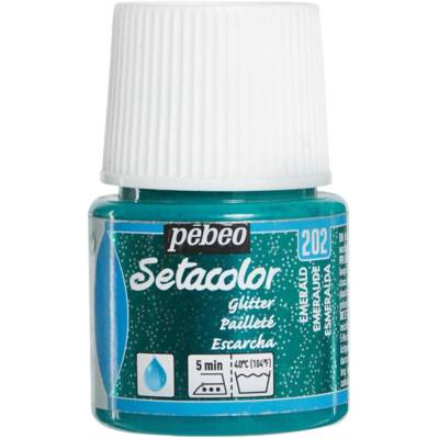 Flacon 45 ml Peinture Setacolor pour tissus clairs Pailletée EMERAUDE - PÉBÉO