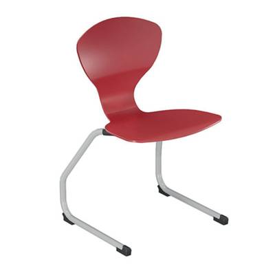 Chaise CORUS AST coque polyuréthane piètement époxy - T6 - Rouge/Gris alu RAL 9006 - Mobidecor