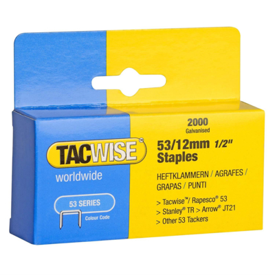 Boite de 2000 Agrafes 53/12 mm Galvanisé Type 53 - TACWISE