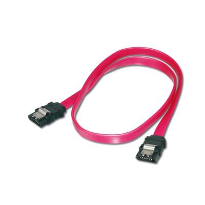 Câble de connexion SATA II/III type L Avec Clip métal F/F, 0,5m droit, rouge - DIGITUS