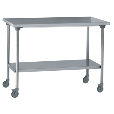 Table inox - Largeur M (L=810-1210mm) - Avec étagère basse, Sur Roulettes - Inconnu