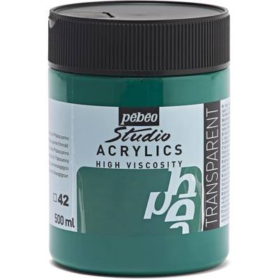 Pot 500ml Peinture Studio Acrylique Haute Viscosité Émeraude de Phtalocyanine - PÉBÉO