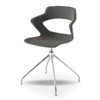 Chaise KAOMA piétement style chromé coque plastique assise/dossier placet tissu