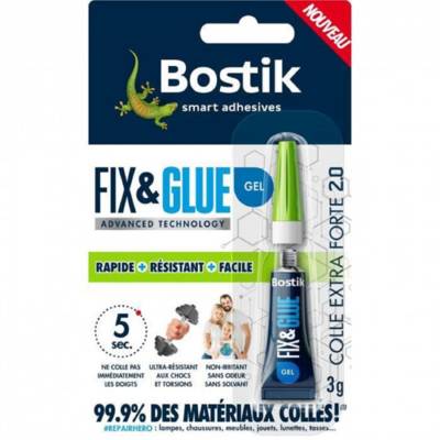 Colle de réparation FIX & GLUE gel - Tube de 3g - Gedimat - BOSTIK