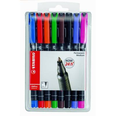 Pochette de 8 Feutres pour Transparent OHPen Permanent Pointe médium (1mm) - STABILO