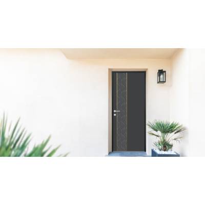 Porte d'entrée alu BALI gris/blanc dormant 77 mm - 215 x 90 cm - Gedimat