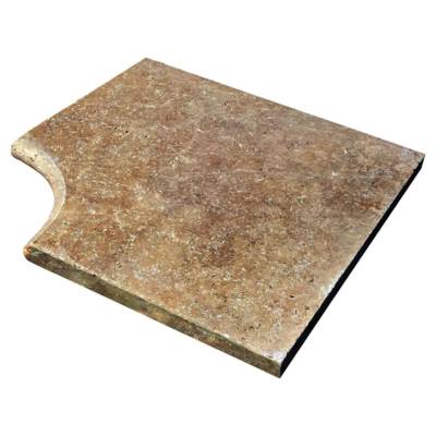 Margelle d'angle rentrant pierre naturelle TRAVERTIN Classic - 48 x 48 x 3,2 cm - Gedimat - DISTRIMAT