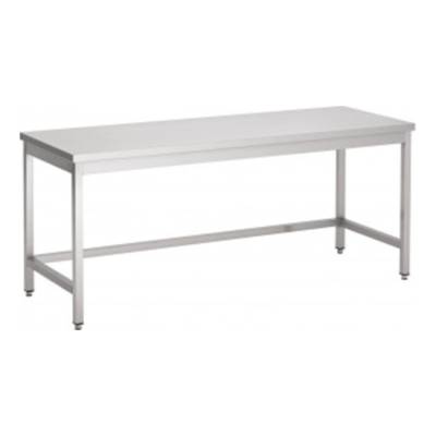 Table inox - Largeur XL (L=1610-2010mm) - Avec étagère basse, Avec dosseret