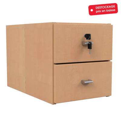 Caisson 2 tiroirs NOVA mélaminé - L32xP55xH35 cm - Aulne naturel - MOBIDECOR