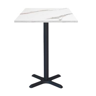 Mange-debout pied noir 60x60cm marbre blanc - intérieur - RestooTab