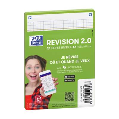Paquet de 32 Fiches Bristol revision 2.0 Non Perforées 105x148 mm A6 Q5/5 vert