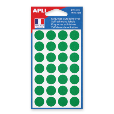 Sachet de 168 étiquettes Gommettes de signalisation Rondes 15 mm Vert