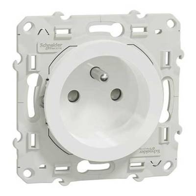 Prise de courant 2P+T ODACE affleurante - blanc - lot de 10 pièces - Gedimat - SCHNEIDER ELECTRIC