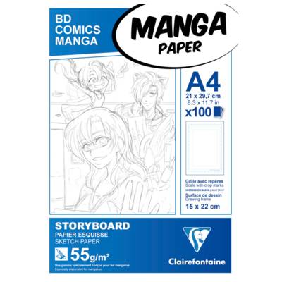 Manga bloc Storyboard A4 100F G.S.55g - CLAIREFONTAINE
