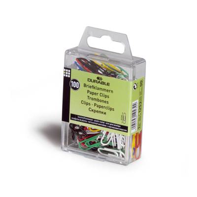 Boite de 100 Trombones 26 mm Gainés Plastique Couleur - DURABLE