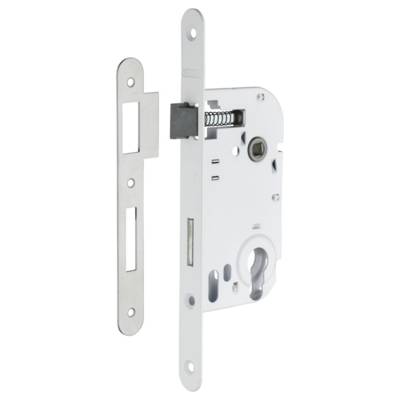 Boîtier serrure à encastrer axe 50 mm ep10mm cylindre v/br blanc - Gedimat - THIRARD