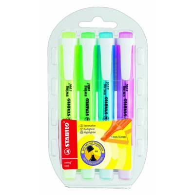 Etui de 4 Surligneurs de poche SWING COOL Pointe Biseautée 1 - 4 mm - STABILO