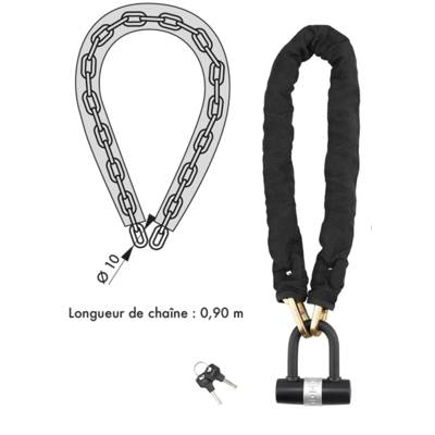 Chaine 0.90m gainée nylon avec cadenas 2 clés - Gedimat - THIRARD