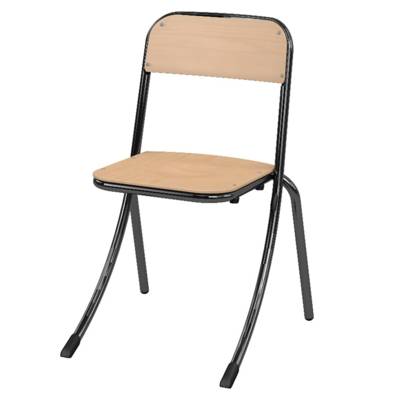 Chaise TRÉVISE AST assise et dossier bois Blueprotech® piètement époxy - T6 - Noir RAL 9005 - Mobidecor