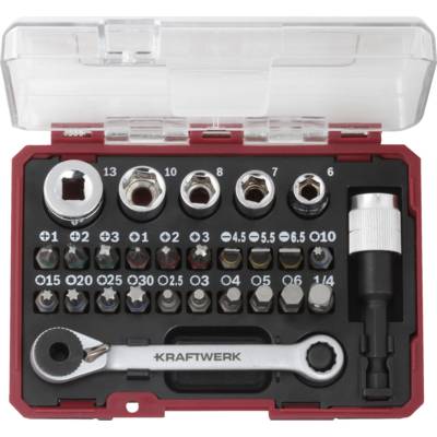 Boîte d'embouts avec mini clé à cliquet 1/4", 27 pcs. - KRAFTWERK - 306.378.008