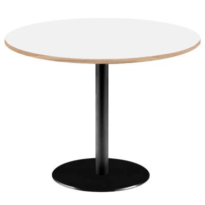 Table pied noir Ø120cm blanc chant bois - intérieur - RestooTab