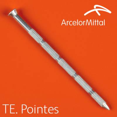 Pointe béton striée à tête conique électrozinguée 3,5x40mm - Gedimat - ARCELOR MITTAL