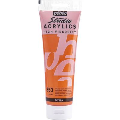 Tube 250ml Peinture Acrylique Fine Studio Haute Viscosité Orange Jaune Iridescent - PÉBÉO
