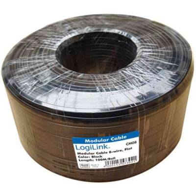 Câble téléphonique 100 m 4 brins plat noir - LOGILINK