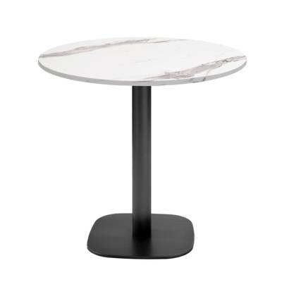 Table pied noir Ø70cm marbre blanc - intérieur - RestooTab