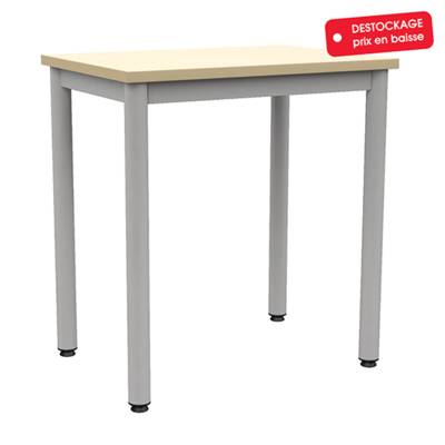 Table CARÉLIE plateau ép.19 mm mélaminé chant ABS beige RAL 1001 piètement époxy - 70x50 cm - T6 - Ivoire/gris alu RAL 9006 - MOBIDECOR