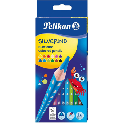 Crayon de couleur triangulaire SILVERINO fin, étui