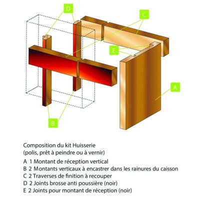 Kit huisserie MDF vantail simple FIBROTUBI pour porte jusqu'à 1000 mm - 61421002 - FIBROTUBI SRL