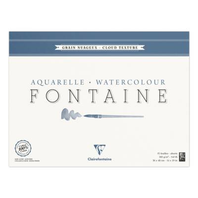 Bloc Fontaine 15 feuilles nuageux 36x48 300g encollé 4 côtés