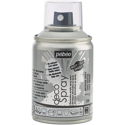 Aérosol 100 ml Peinture opaque permanente faible odeur GRIS MOYEN - PÉBÉO