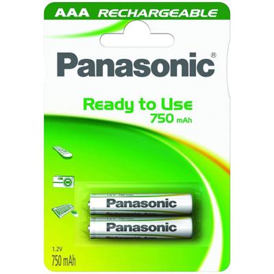 1x2 Panasonic NiMH Micro AAA 750 mAh Ready to use