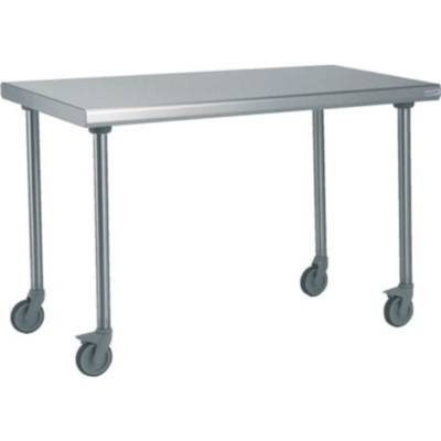 Table inox sur roulettes avec étagère basse