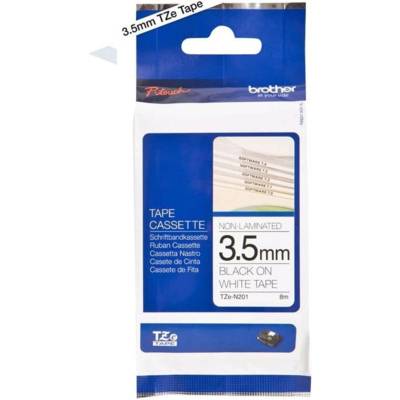 Cassette Ruban TZe-N201 3,5mm x8m Noir sur Blanc