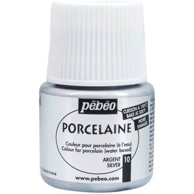 Flacon 45 ml Peinture P150 porcelaine Coloris Argent moiré - PÉBÉO